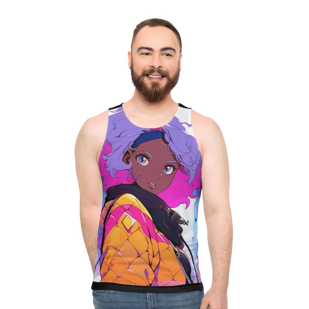 Lofi girl reflection unisex black tank top