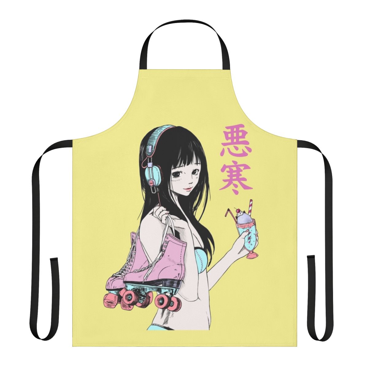Lofi summer aesthetic apron with chill beats, vaporwave, and anime-inspired design