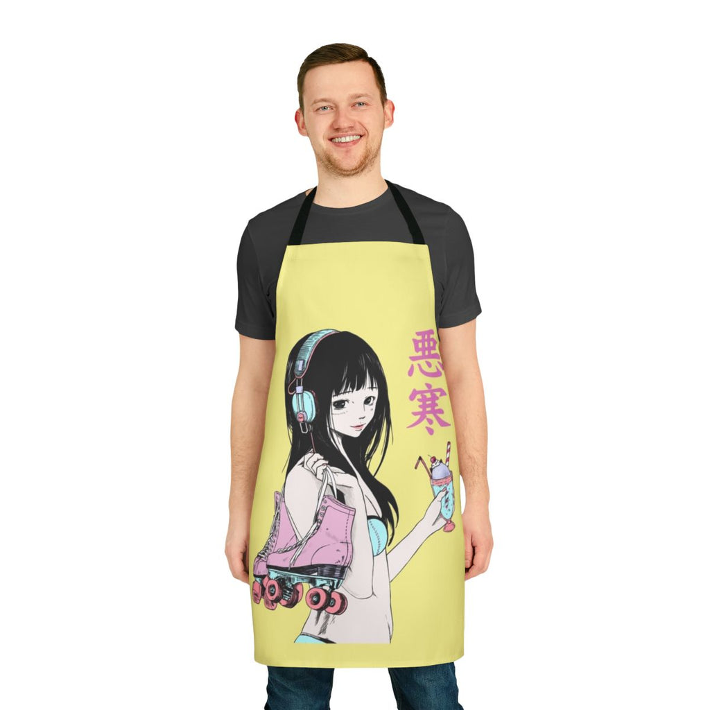 Lofi summer aesthetic apron with chill beats, vaporwave, and anime-inspired design