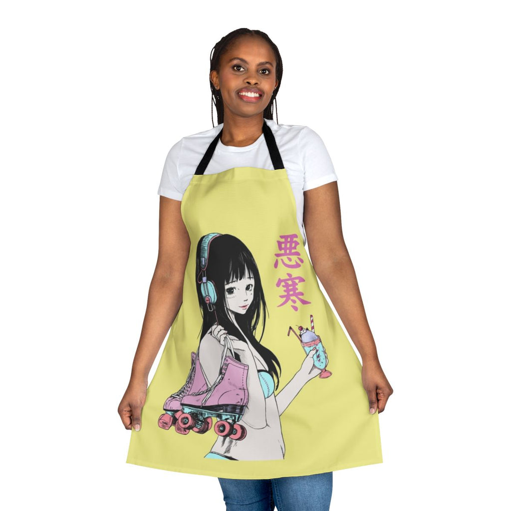 Lofi summer aesthetic apron with chill beats, vaporwave, and anime-inspired design