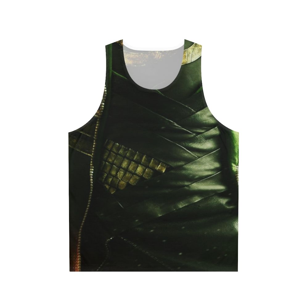 Loki-inspired unisex tank top in green and gold