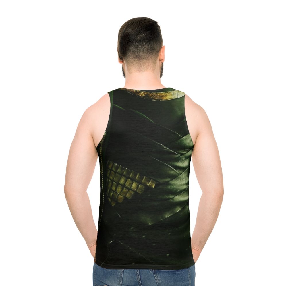Loki-inspired unisex tank top in green and gold