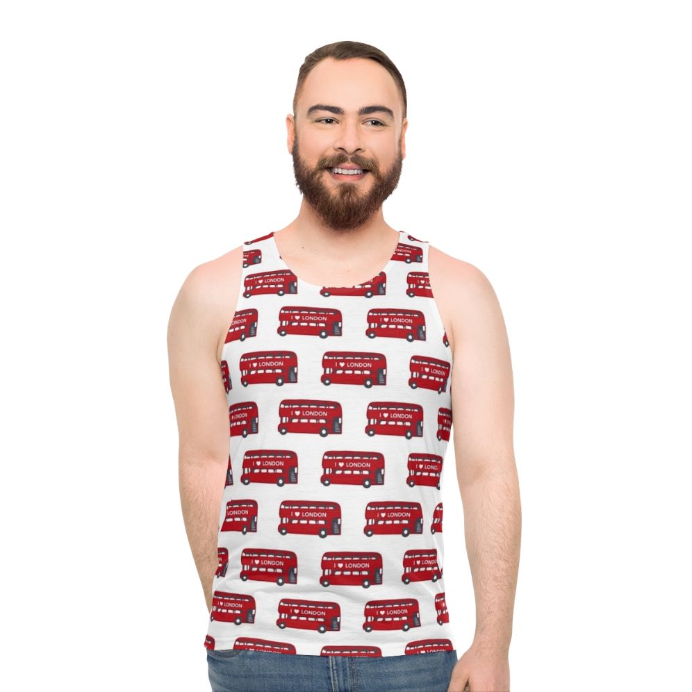 London red double decker bus pattern unisex tank top