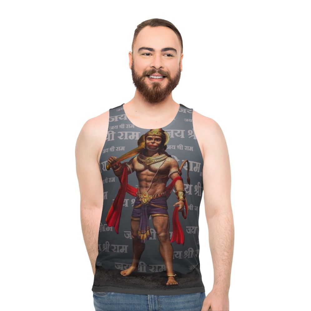Unisex tank top with Lord Hanuman and Jai Sri Ram design