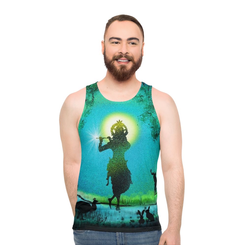 Lord Krishna digital art design on unisex tank top