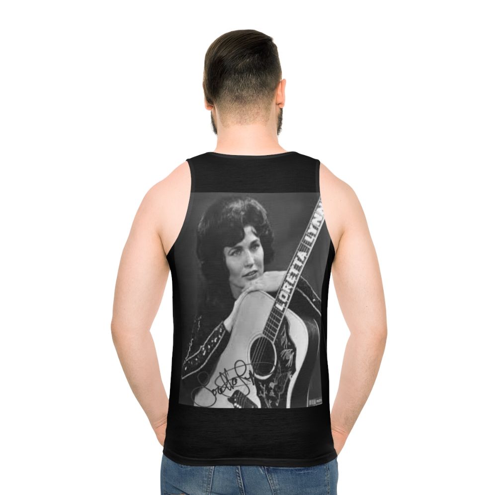 Vintage photo of Loretta Lynn, country music legend, on a unisex tank top