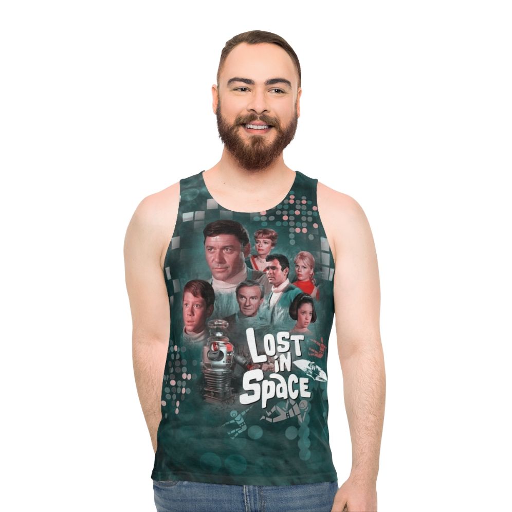 Lost in Space Unisex Tank Top with Retro Sci-Fi Design