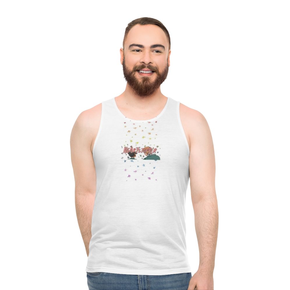 Unisex 'Love Heartstopper' tank top featuring Nick and Charlie from the popular webcomic