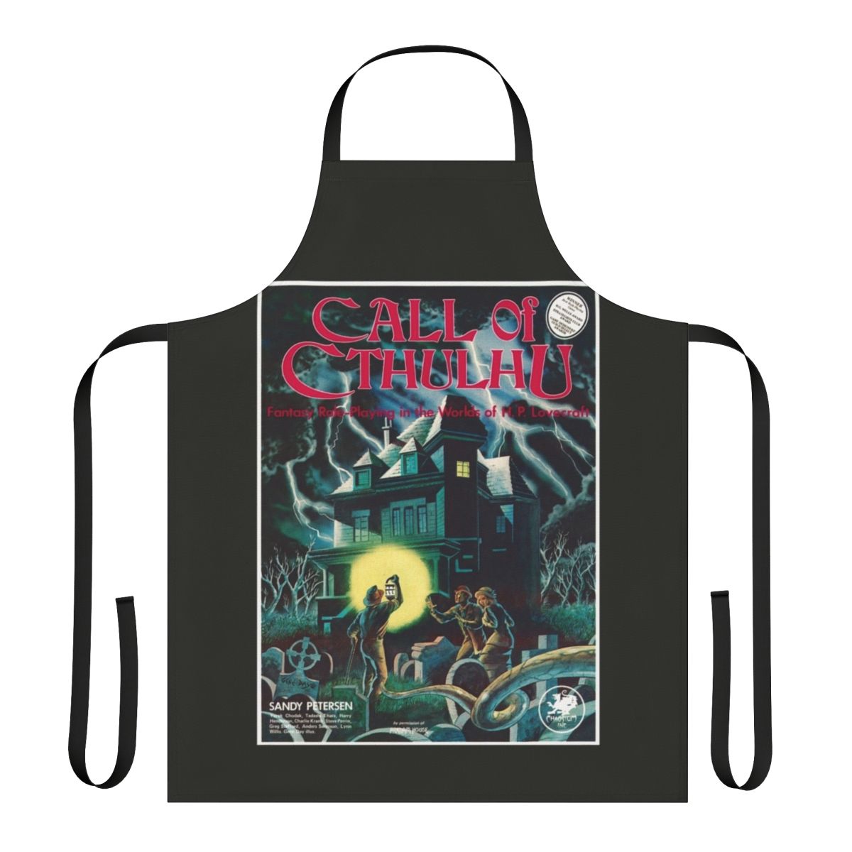 Apron featuring the classic cover art of the Call of Cthulhu roleplaying game by H.P. Lovecraft