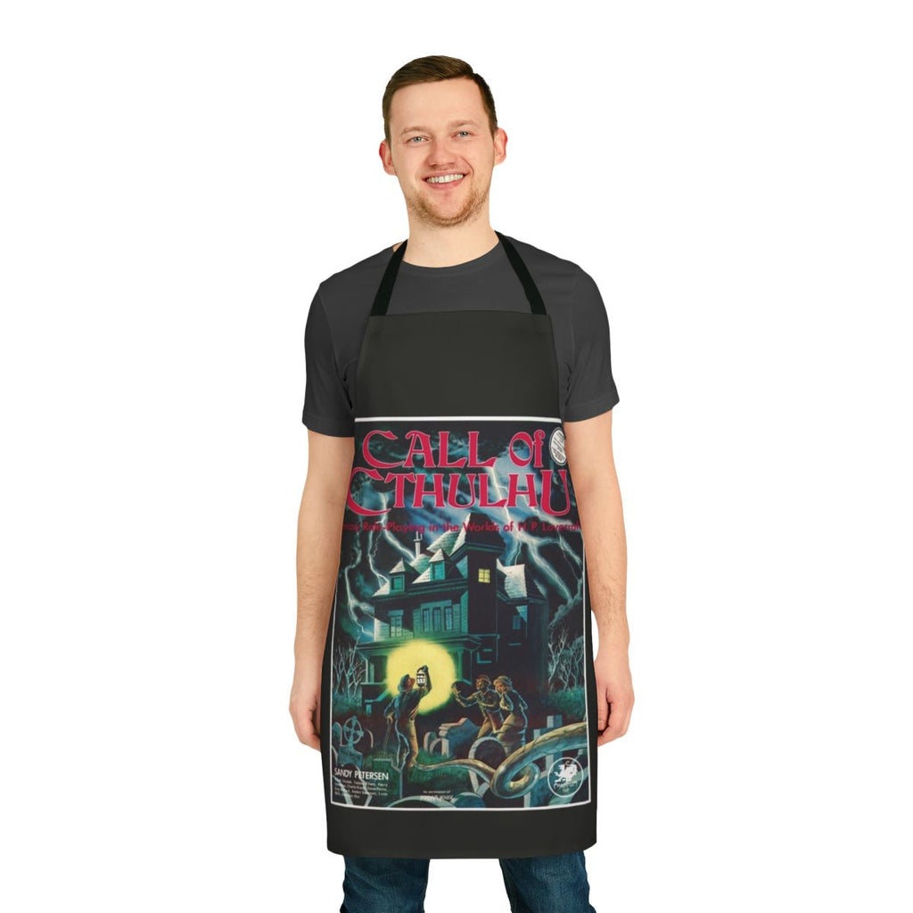 Apron featuring the classic cover art of the Call of Cthulhu roleplaying game by H.P. Lovecraft