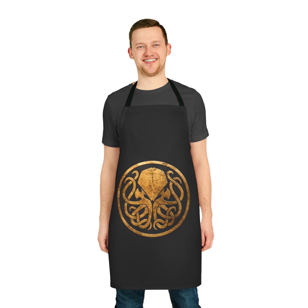 Lovecraftian Cthulhu-inspired apron with ancient Greek and Roman design elements