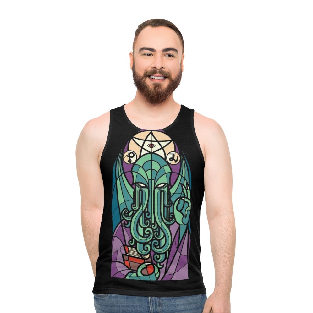 Lovecraftian Cthulhu unisex tank top with gothic fantasy horror design