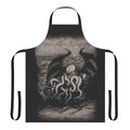 Handmade apron featuring Lovecraftian-inspired design with tentacles, Elder God, and cosmic horror elements.