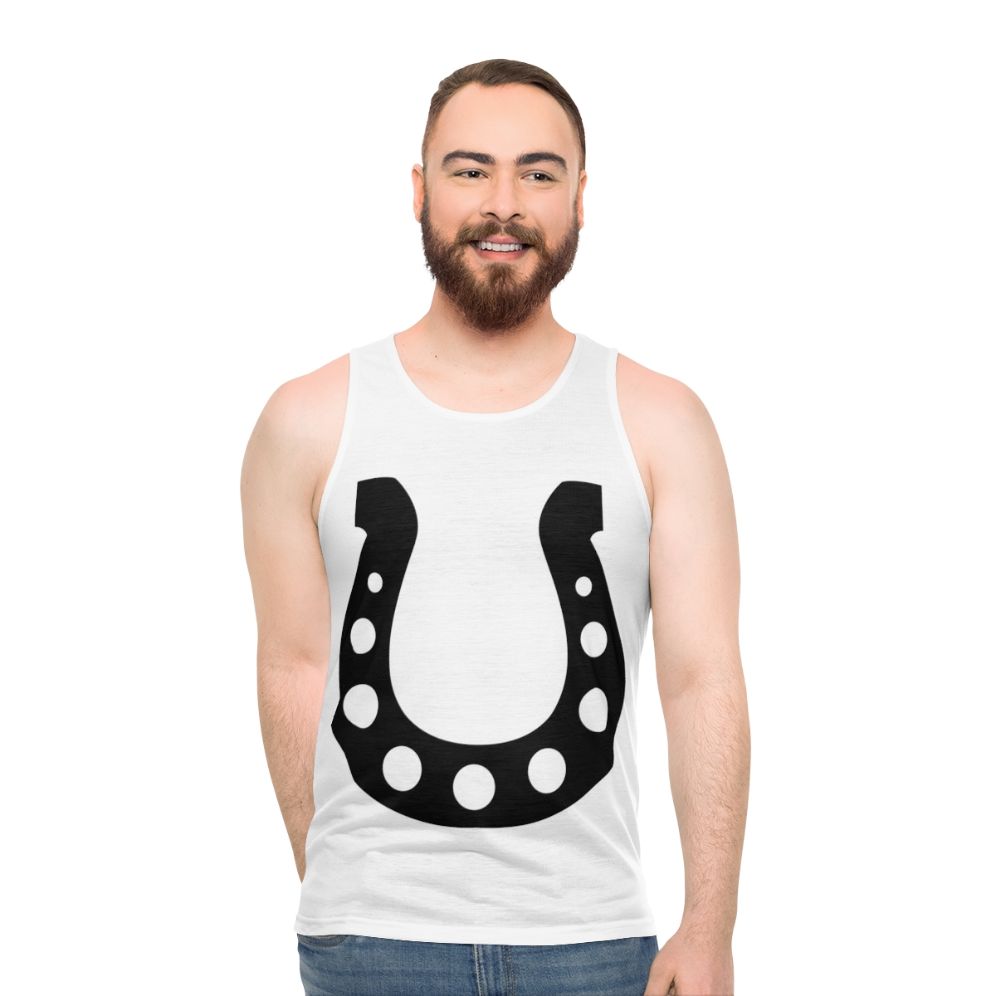 Lucky horseshoe design on a unisex tank top