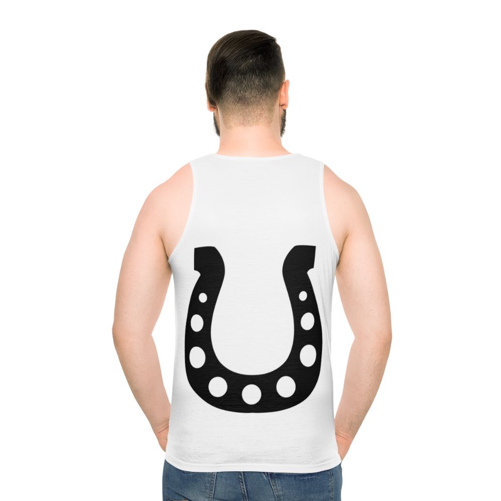 Lucky horseshoe design on a unisex tank top
