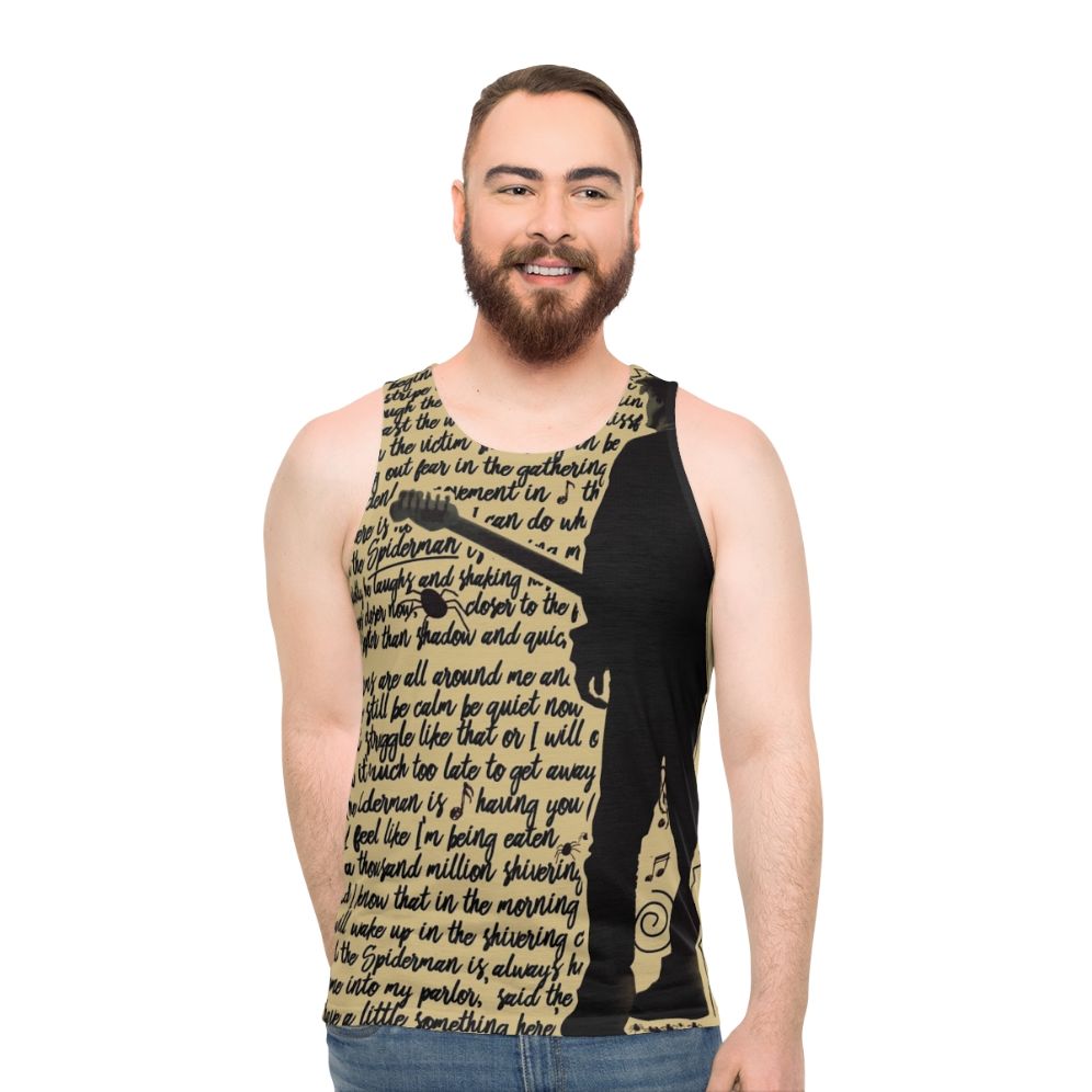 Unisex tank top featuring a gothic lullaby design