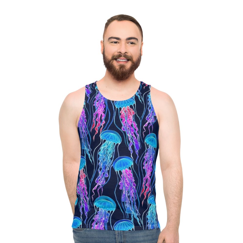 Luminescent jellyfish unisex tank top