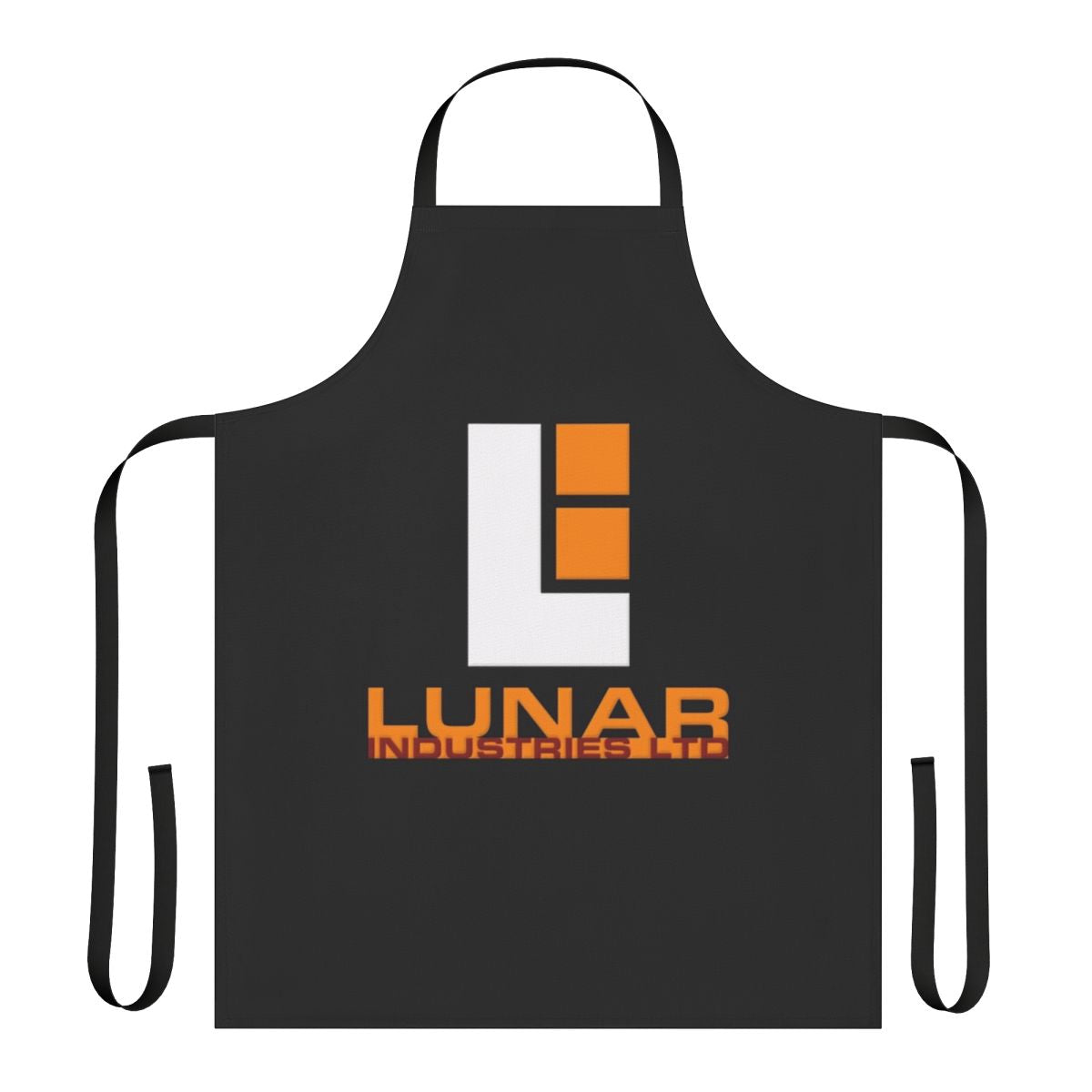 Apron featuring imagery and design elements inspired by the sci-fi film "Moon" and lunar exploration.