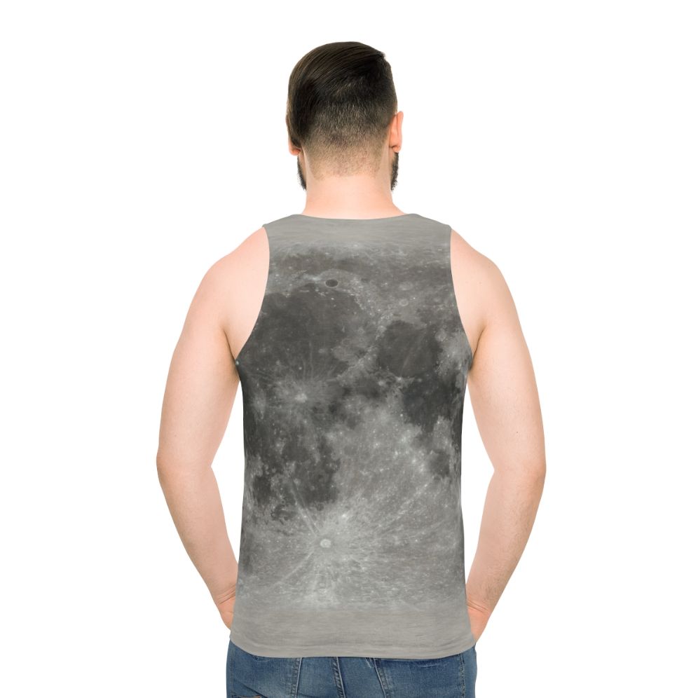 Unisex tank top with a textured lunar surface design