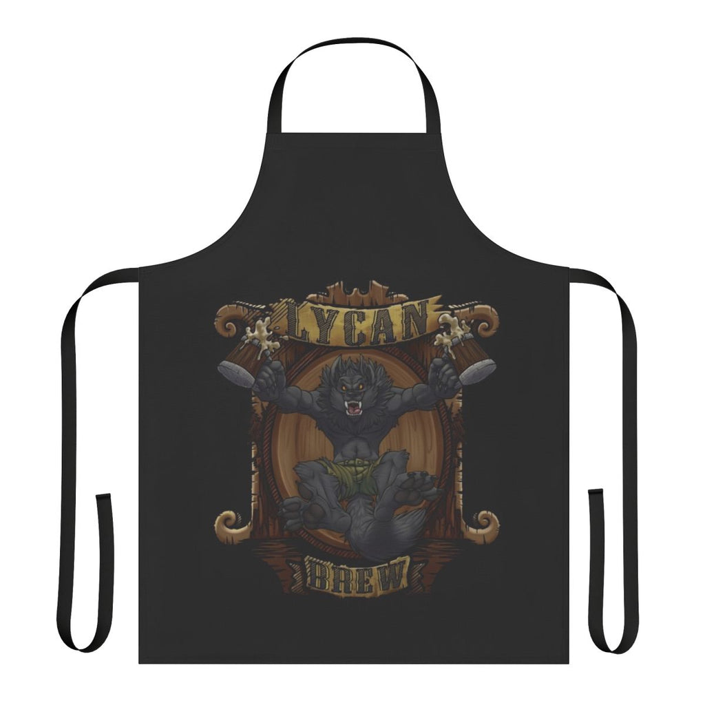 A spooky werewolf-themed apron with a brewing design for beer enthusiasts.
