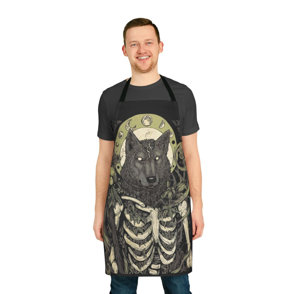 Lycanthropy-Inspired Apron featuring a wolf skull and skeleton design