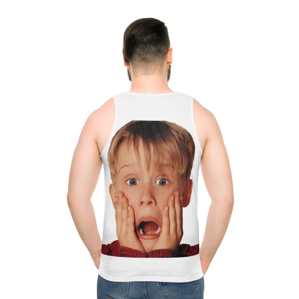 Macauly Culkin in his iconic "Home Alone" role on a unisex tank top