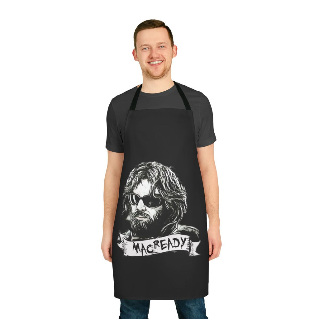 Macready inspired horror-themed apron with dog graphic