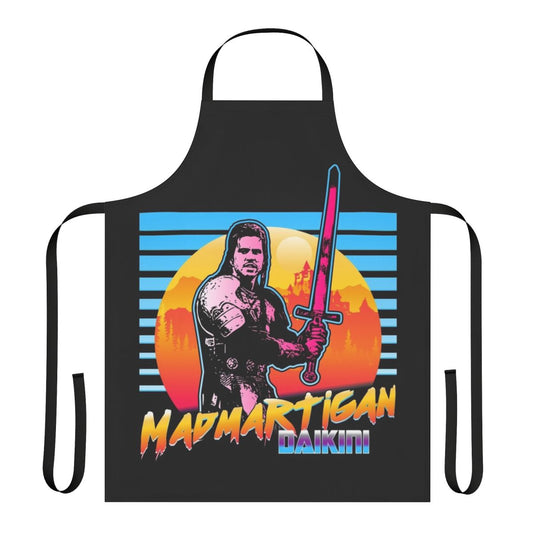 Madmartigan inspired outrun style apron with iconic character from the classic fantasy film Willow