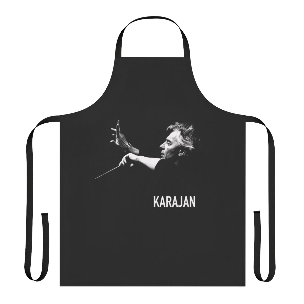 High-quality apron featuring the name "Karajan" for classical music lovers