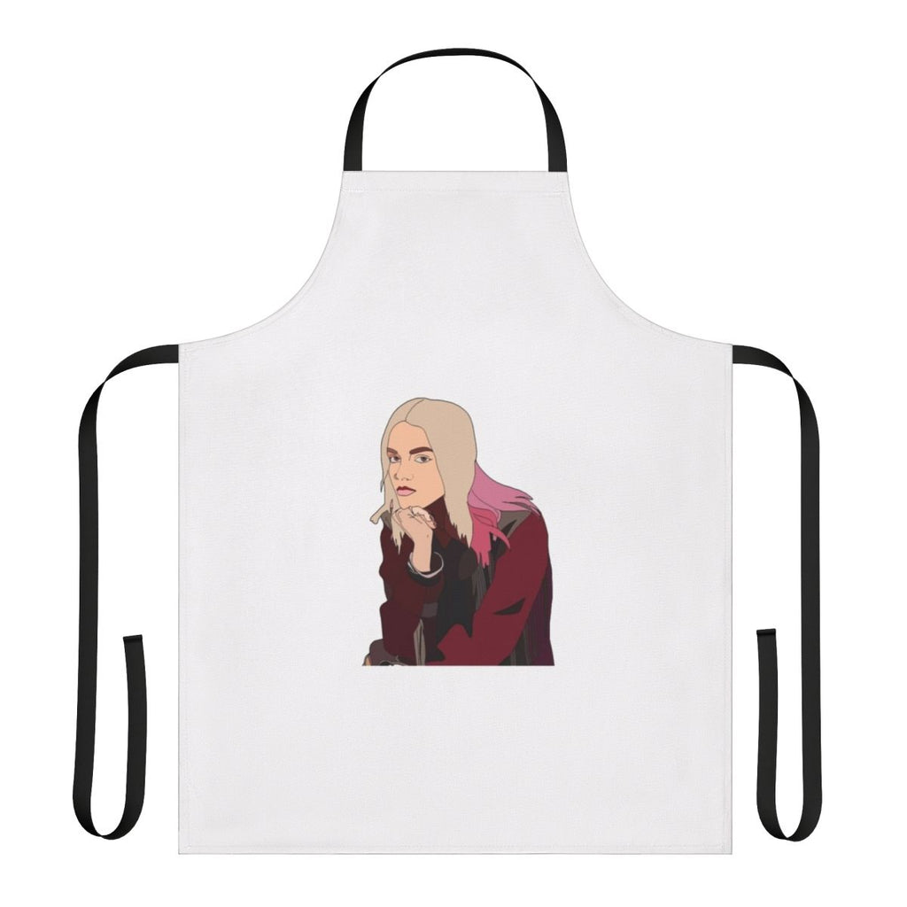 Maeve Wiley-inspired apron, featuring a floral design and a nod to the popular Netflix series Sex Education.