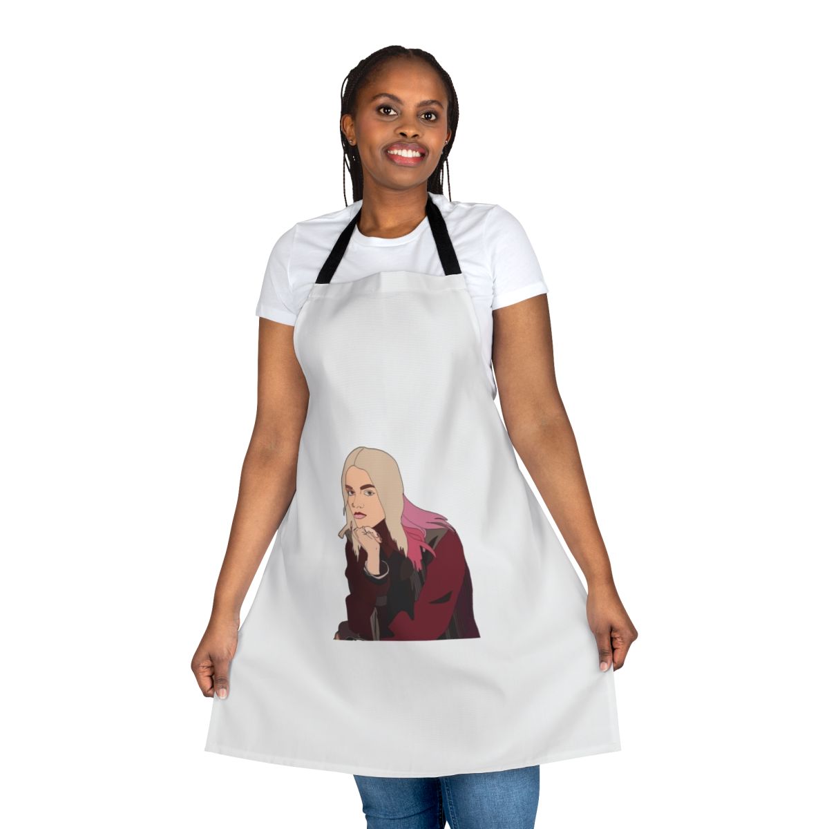 Maeve Wiley-inspired apron, featuring a floral design and a nod to the popular Netflix series Sex Education.