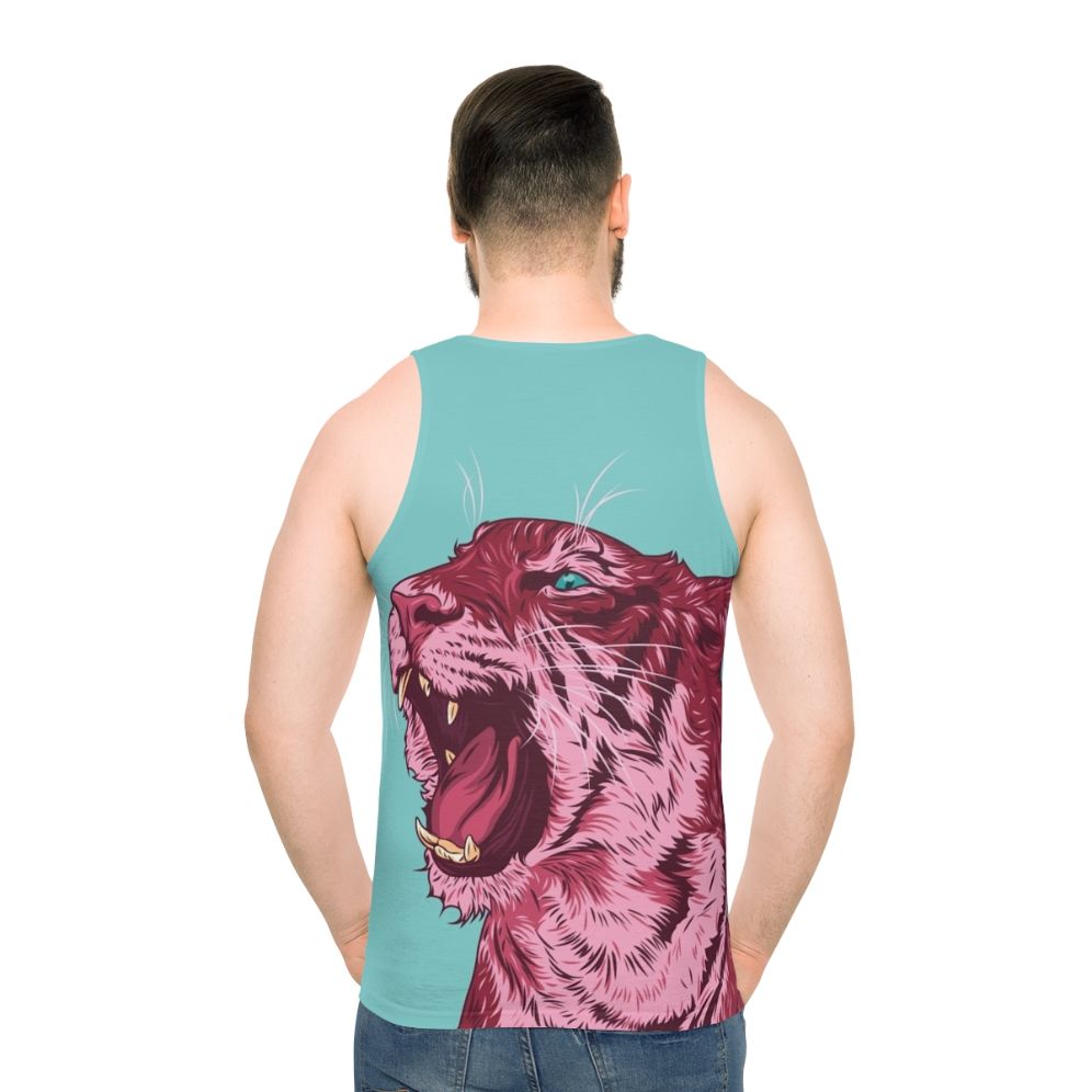 Magenta tiger vector art on unisex tank top