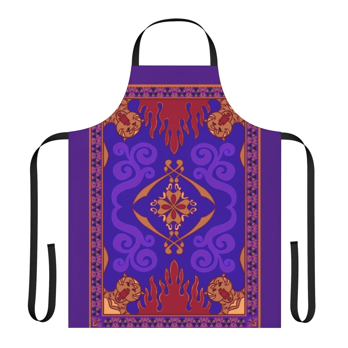 Aladdin-inspired apron featuring a vibrant magic carpet design