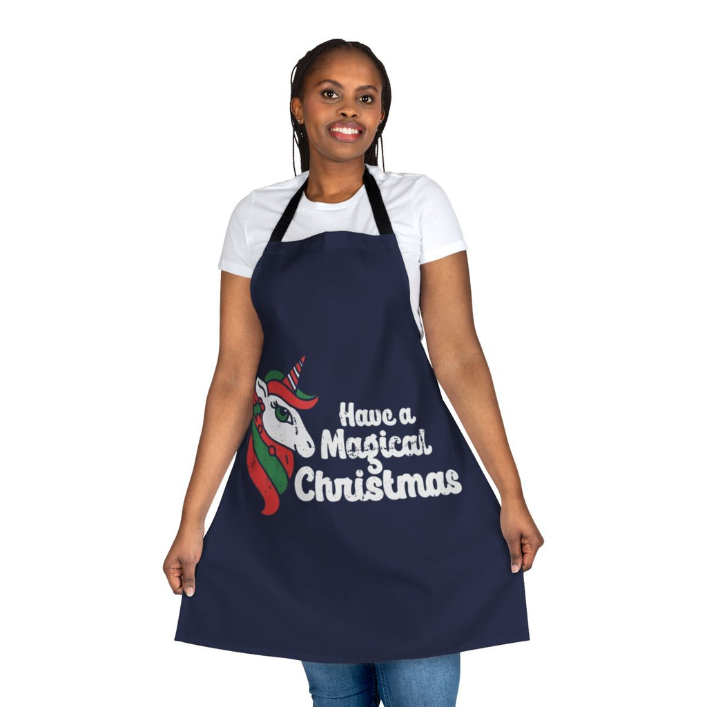 Festive unicorn-themed apron with a magical, holiday design