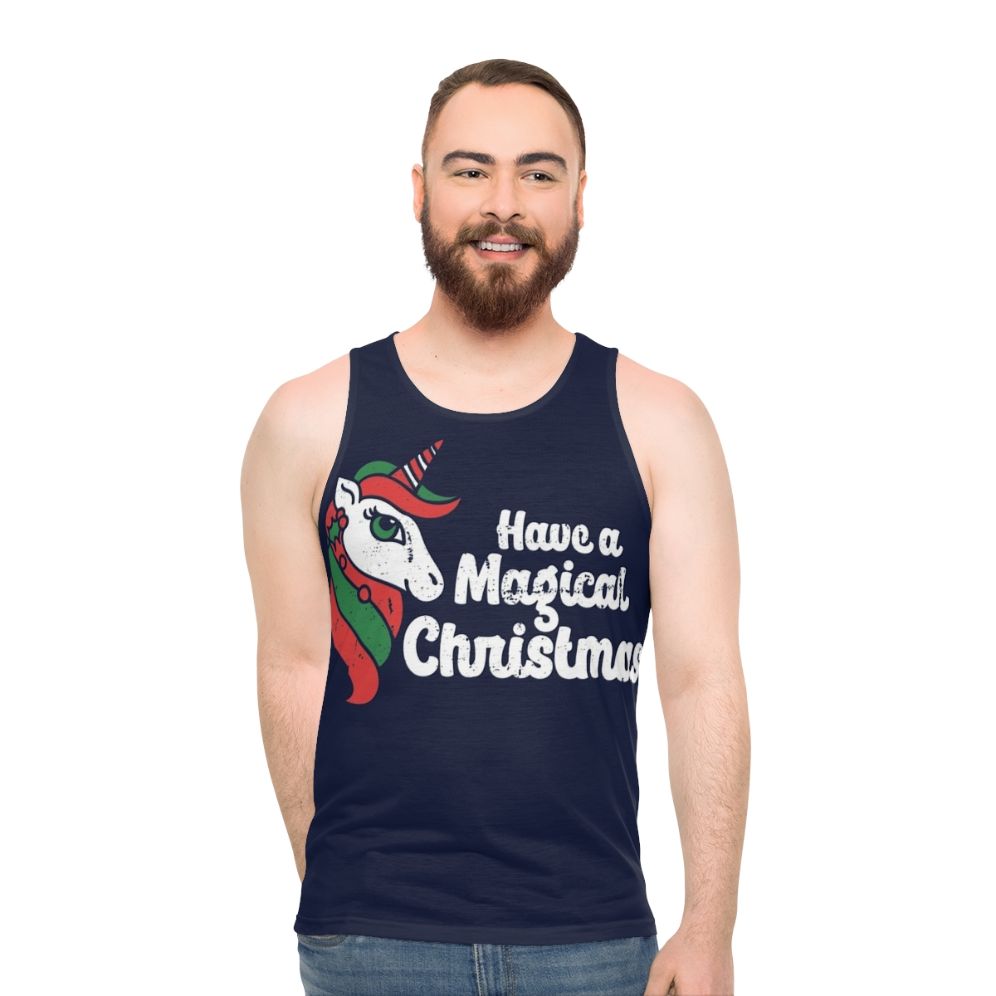 Magical Christmas unicorn unisex tank top