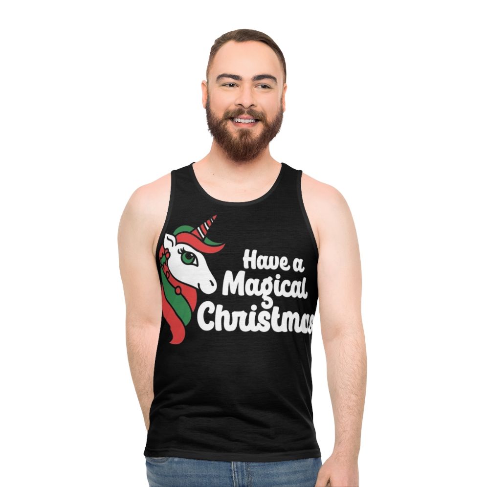 Magical Christmas Unicorn Unisex Tank Top