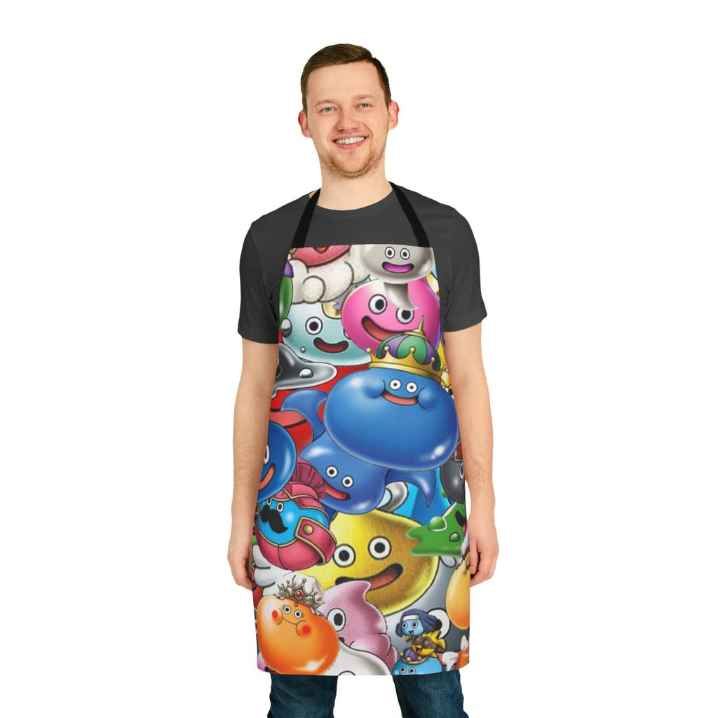 Whimsical apron featuring iconic Dragon Quest slime monsters