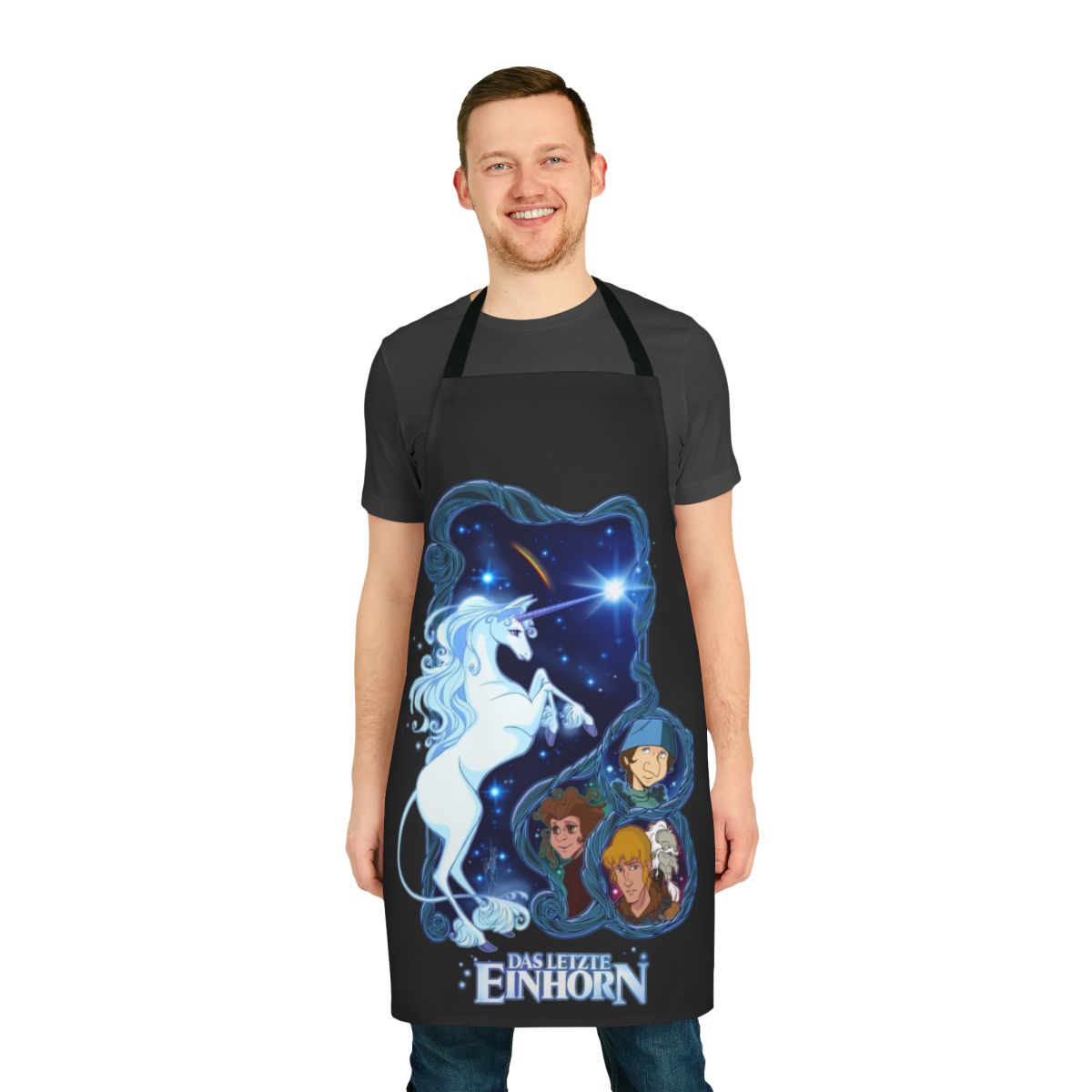 Magical fantasy unicorn apron inspired by the classic German fantasy film "Das Letzte Einhorn"