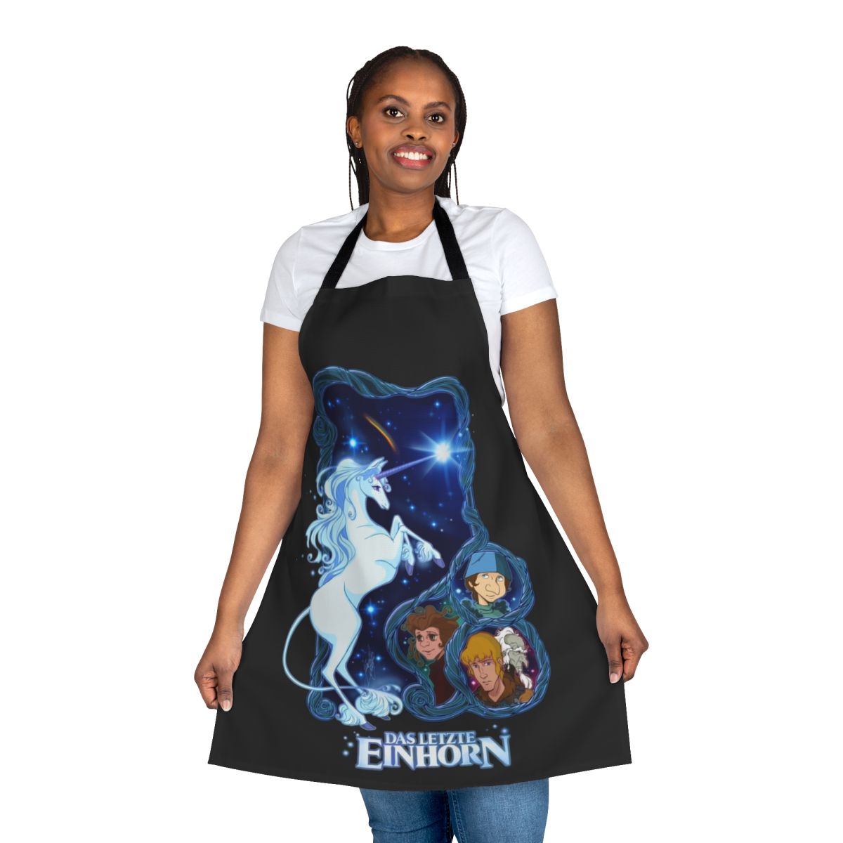 Magical fantasy unicorn apron inspired by the classic German fantasy film "Das Letzte Einhorn"