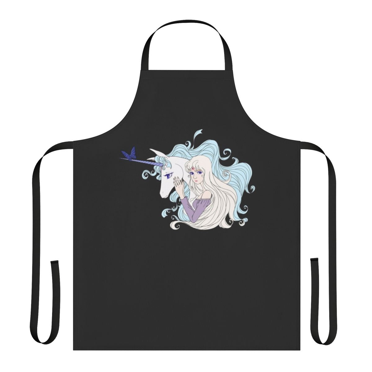Whimsical fantasy unicorn design apron, inspired by the classic film The Last Unicorn