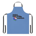 Magical feminist unicorn-themed apron with rainbow and retro design