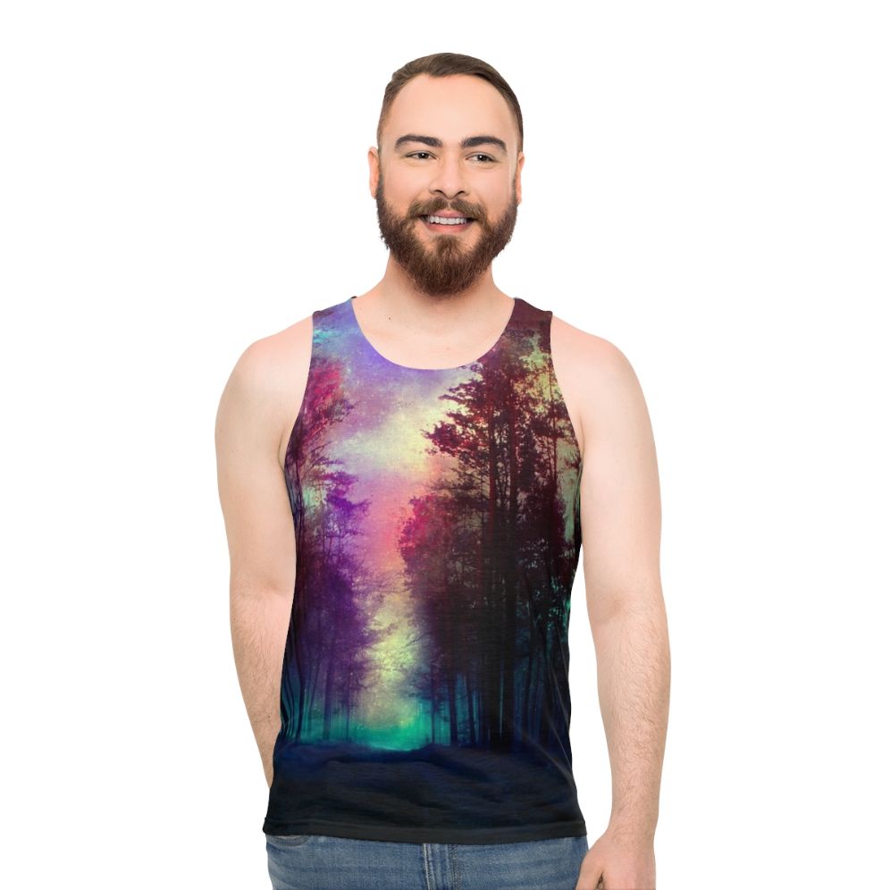 Magical forest unisex tank top with nature-inspired design