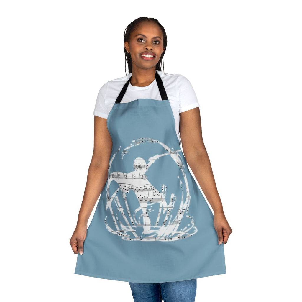 "Stylish anime-inspired apron featuring the character Sayaka Miki from the Puella Magi Madoka Magica series"