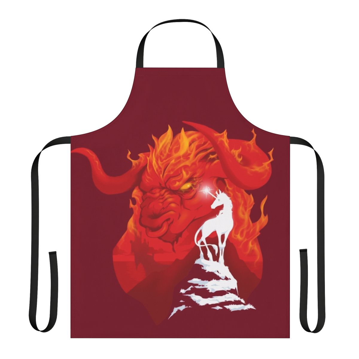 Magical last unicorn apron with retro 80s fantasy fan art design