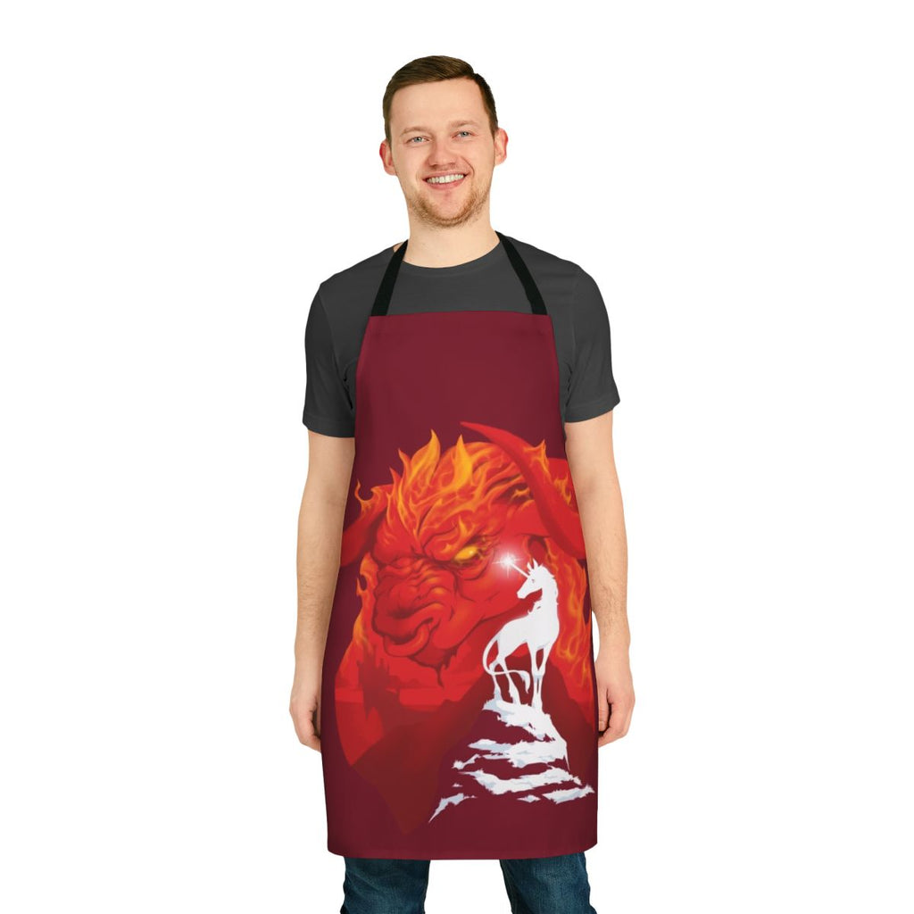 Magical last unicorn apron with retro 80s fantasy fan art design