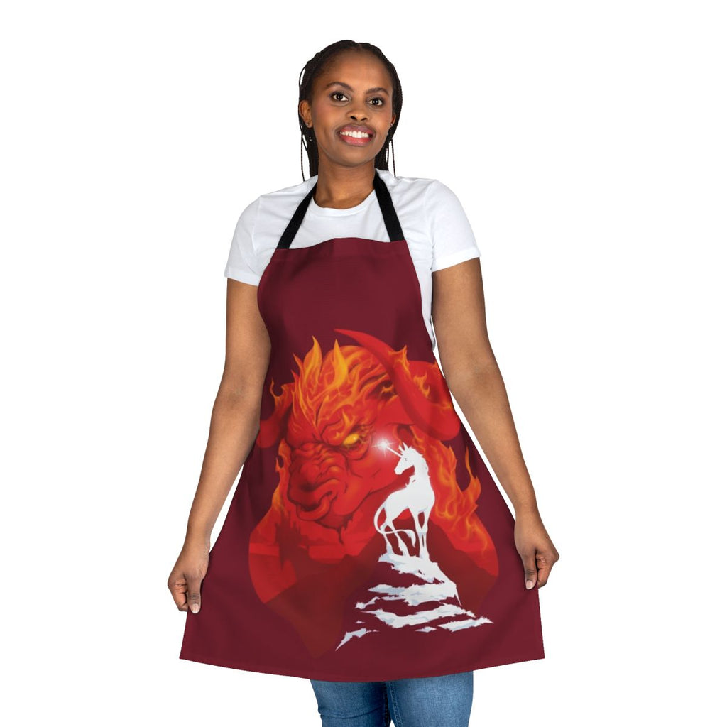 Magical last unicorn apron with retro 80s fantasy fan art design