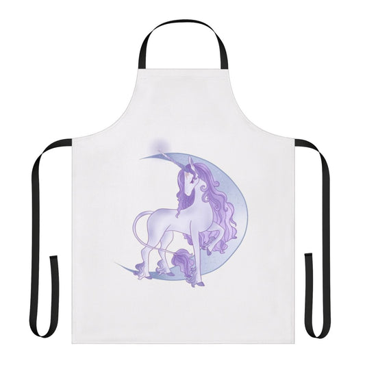 Magical moon unicorn design on a white apron