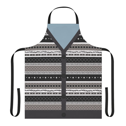 A cozy sweater-style apron featuring the Deathly Hallows symbol, inspired by the character Neville Longbottom from the Harry Potter series.