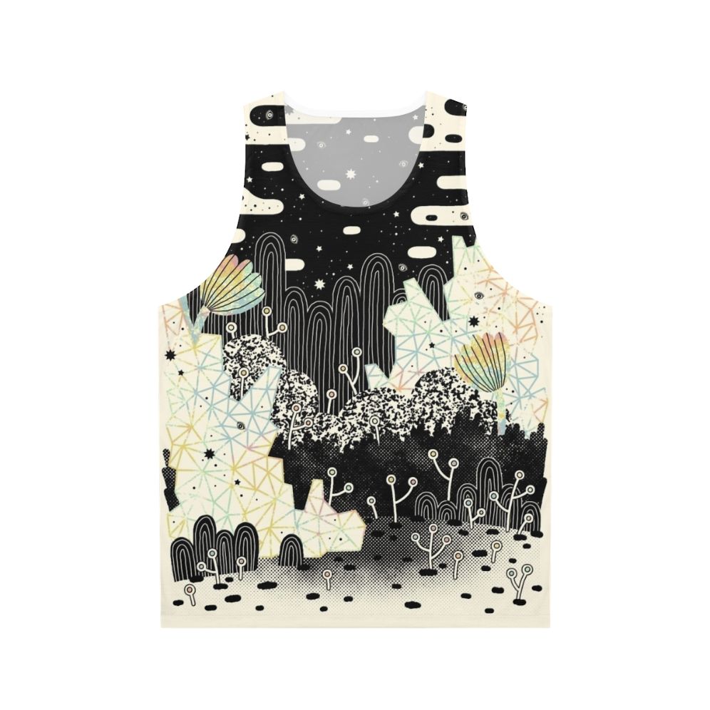 Unisex tank top with pastel fantasy and magical crystal design