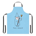 Whimsical pizza wizard apron with magical typography and design